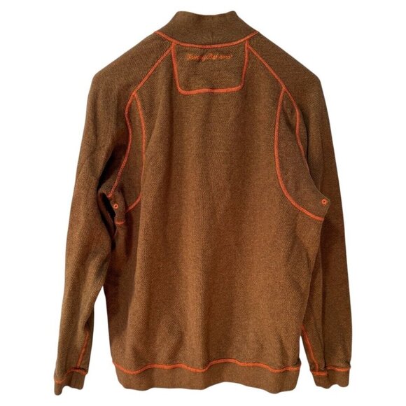 Tommy Bahama Reversible 1/4 Quarter Zip Sweater Men's Size L brown orange Cotton - Picture 4 of 7